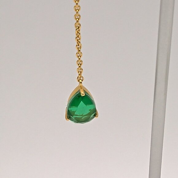 925 Sterling Silver Emerald Om Earrings – Delicate 18k Gold Plated Gift for Her - Picture 7 of 9